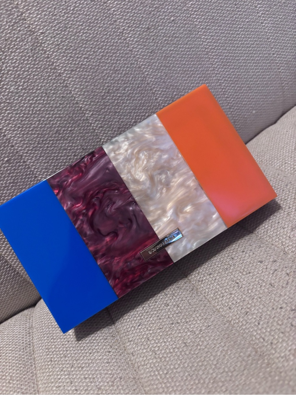 BCBGMAXAZRIA Colorful Box Clutch with Removable Gold Chain